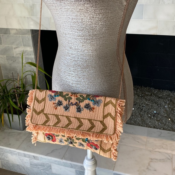 Handbags - ✨ Boho Floral Embroidered Beaded Fringed Woven Cotton Clutch/purse